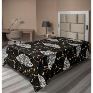 Ambesonne Damask Flat Sheet, Simple Design Neutral Colors Floral Boho Artwork on Darkened Backdrop, Soft Comfortable Top Sheet Decorative Bedding 1 Piece, California King, Charcoal Grey Grey Teal(Mustard Purpleblue White)