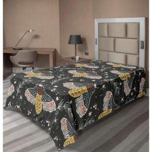 Ambesonne Damask Flat Sheet, Simple Design Neutral Colors Floral Boho Artwork on Darkened Backdrop, Soft Comfortable Top Sheet Decorative Bedding 1 Piece, California King, Charcoal Grey Grey Teal(Mustard Purpleblue)