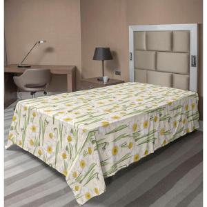 Ambesonne Damask Flat Sheet, Simple Design Neutral Colors Floral Boho Artwork on Darkened Backdrop, Soft Comfortable Top Sheet Decorative Bedding 1 Piece, California King, Charcoal Grey Grey Teal(Eggshell Pistachio Green)