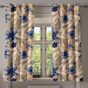 Ambesonne Delicate Roses Grommet Curtain, Retro Themed Garden Scene Flowers Vintage with Neutral Colors, Decorative 2-Panel Window Drapes for Bedroom Living Room, 50″ x 84″, Pale Peach Pale Grey Dust(Dark Ceil Blue Eggshell)