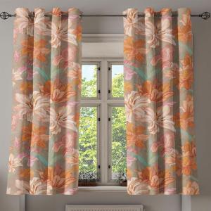 Ambesonne Delicate Roses Grommet Curtain, Retro Themed Garden Scene Flowers Vintage with Neutral Colors, Decorative 2-Panel Window Drapes for Bedroom Living Room, 50″ x 84″, Pale Peach Pale Grey Dust(Apricot Pale Peach Blush)