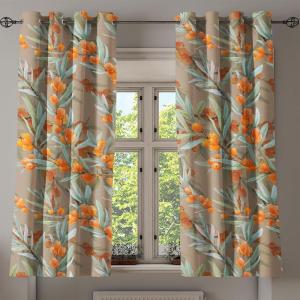 Ambesonne Delicate Roses Grommet Curtain, Retro Themed Garden Scene Flowers Vintage with Neutral Colors, Decorative 2-Panel Window Drapes for Bedroom Living Room, 50″ x 84″, Pale Peach Pale Grey Dust(Dark Orange Pale Green)
