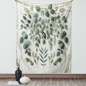 Ambesonne Eucalyptus Leaves Tapestry, Gloomy Love of Nature on Neutral Watercolor Art Background, Wall Hanging for Bedroom Living Room Dorm Decor, 40″ X 60″, Mustard and Reseda Green(Ivory and Laurel Green)
