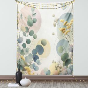 Ambesonne Eucalyptus Leaves Tapestry, Gloomy Love of Nature on Neutral Watercolor Art Background, Wall Hanging for Bedroom Living Room Dorm Decor, 40″ X 60″, Mustard and Reseda Green(Laurel Green Blue Cream)