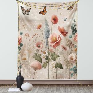 Ambesonne Eucalyptus Leaves Tapestry, Gloomy Love of Nature on Neutral Watercolor Art Background, Wall Hanging for Bedroom Living Room Dorm Decor, 40″ X 60″, Mustard and Reseda Green(Rose Warm Taupe Green)