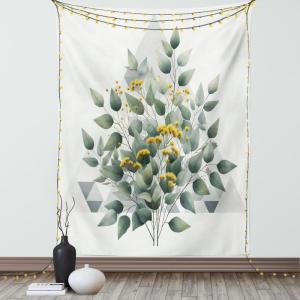 Ambesonne Eucalyptus Leaves Tapestry, Gloomy Love of Nature on Neutral Watercolor Art Background, Wall Hanging for Bedroom Living Room Dorm Decor, 40″ X 60″, Mustard and Reseda Green(Laurel Green White)