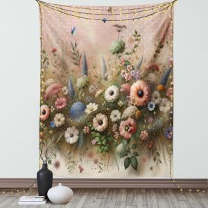 Ambesonne Eucalyptus Leaves Tapestry, Gloomy Love of Nature on Neutral Watercolor Art Background, Wall Hanging for Bedroom Living Room Dorm Decor, 40″ X 60″, Mustard and Reseda Green(Rose and Olive Green)