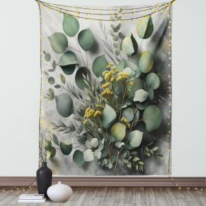 Ambesonne Eucalyptus Leaves Tapestry, Gloomy Love of Nature on Neutral Watercolor Art Background, Wall Hanging for Bedroom Living Room Dorm Decor, 40″ X 60″, Mustard and Reseda Green(Mustard and Reseda Green)