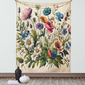 Ambesonne Eucalyptus Leaves Tapestry, Gloomy Love of Nature on Neutral Watercolor Art Background, Wall Hanging for Bedroom Living Room Dorm Decor, 40″ X 60″, Mustard and Reseda Green(Champagne and Multicolor)