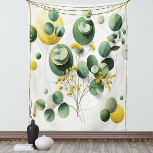 Ambesonne Eucalyptus Leaves Tapestry, Gloomy Love of Nature on Neutral Watercolor Art Background, Wall Hanging for Bedroom Living Room Dorm Decor, 40″ X 60″, Mustard and Reseda Green(Fern Green Yellow and White)