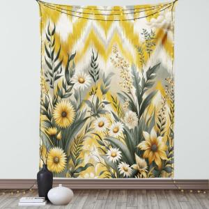 Ambesonne Eucalyptus Leaves Tapestry, Gloomy Love of Nature on Neutral Watercolor Art Background, Wall Hanging for Bedroom Living Room Dorm Decor, 40″ X 60″, Mustard and Reseda Green(Mustard and Laurel Green)
