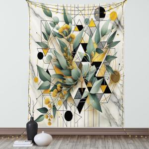 Ambesonne Eucalyptus Leaves Tapestry, Gloomy Love of Nature on Neutral Watercolor Art Background, Wall Hanging for Bedroom Living Room Dorm Decor, 40″ X 60″, Mustard and Reseda Green(Green Black Mustard)