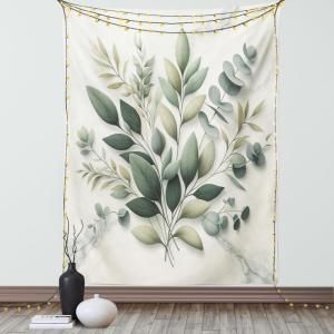 Ambesonne Eucalyptus Leaves Tapestry, Gloomy Love of Nature on Neutral Watercolor Art Background, Wall Hanging for Bedroom Living Room Dorm Decor, 40″ X 60″, Mustard and Reseda Green(Sage Green Off White)