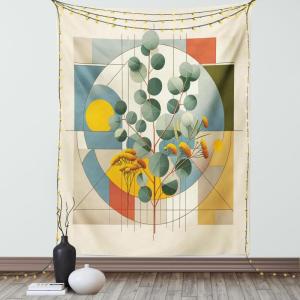 Ambesonne Eucalyptus Leaves Tapestry, Gloomy Love of Nature on Neutral Watercolor Art Background, Wall Hanging for Bedroom Living Room Dorm Decor, 40″ X 60″, Mustard and Reseda Green(Laurel Green Multicolor)