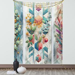 Ambesonne Eucalyptus Leaves Tapestry, Gloomy Love of Nature on Neutral Watercolor Art Background, Wall Hanging for Bedroom Living Room Dorm Decor, 40″ X 60″, Mustard and Reseda Green(Teal Multicolor)