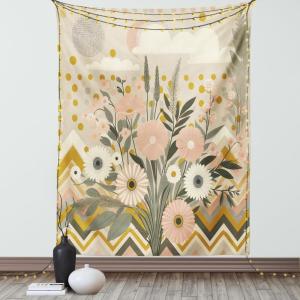 Ambesonne Eucalyptus Leaves Tapestry, Gloomy Love of Nature on Neutral Watercolor Art Background, Wall Hanging for Bedroom Living Room Dorm Decor, 40″ X 60″, Mustard and Reseda Green(Blush Eggshell Amber)