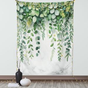 Ambesonne Eucalyptus Leaves Tapestry, Gloomy Love of Nature on Neutral Watercolor Art Background, Wall Hanging for Bedroom Living Room Dorm Decor, 40″ X 60″, Mustard and Reseda Green(Fern Green Pastel Yellow)