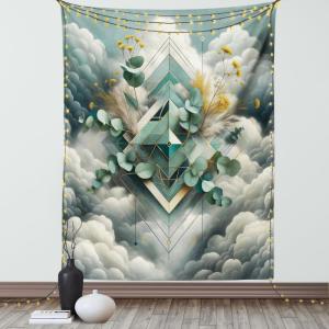 Ambesonne Eucalyptus Leaves Tapestry, Gloomy Love of Nature on Neutral Watercolor Art Background, Wall Hanging for Bedroom Living Room Dorm Decor, 40″ X 60″, Mustard and Reseda Green(Grey Teal Earth Yellow)