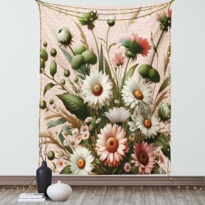 Ambesonne Eucalyptus Leaves Tapestry, Gloomy Love of Nature on Neutral Watercolor Art Background, Wall Hanging for Bedroom Living Room Dorm Decor, 40″ X 60″, Mustard and Reseda Green(Blush Forest Green Pink)