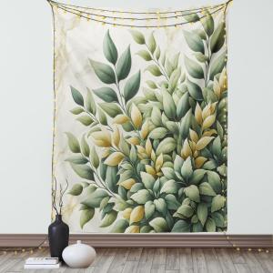 Ambesonne Eucalyptus Leaves Tapestry, Gloomy Love of Nature on Neutral Watercolor Art Background, Wall Hanging for Bedroom Living Room Dorm Decor, 40″ X 60″, Mustard and Reseda Green(Laurel Green Eggshell)