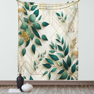 Ambesonne Eucalyptus Leaves Tapestry, Gloomy Love of Nature on Neutral Watercolor Art Background, Wall Hanging for Bedroom Living Room Dorm Decor, 40″ X 60″, Mustard and Reseda Green(Dark Teal Amber Ivory)
