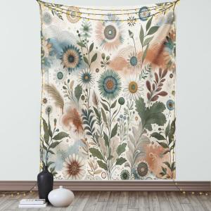 Ambesonne Eucalyptus Leaves Tapestry, Gloomy Love of Nature on Neutral Watercolor Art Background, Wall Hanging for Bedroom Living Room Dorm Decor, 40″ X 60″, Mustard and Reseda Green(Pale Rose Slate Blue)