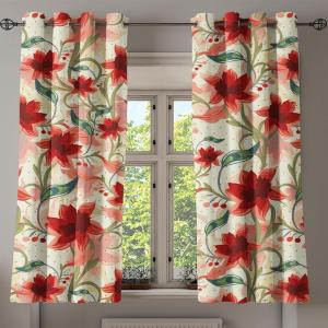 Ambesonne Floral Grommet Curtain, Spring Garden Scene Neutral Colors Delicate Blooming Rose Flowers Print, Decorative 2-Panel Window Drapes for Bedroom Living Room, 50″ x 120″, Slate Brown Cinnamon(Scarlet Laurel Green)