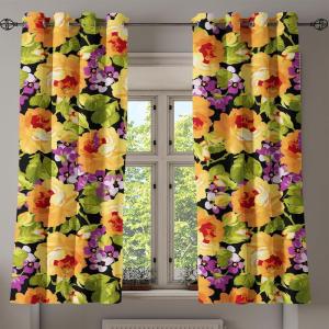 Ambesonne Floral Grommet Curtain, Spring Garden Scene Neutral Colors Delicate Blooming Rose Flowers Print, Decorative 2-Panel Window Drapes for Bedroom Living Room, 50″ x 120″, Slate Brown Cinnamon(Pale Orange Fuchsia)