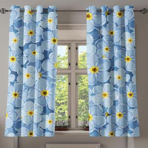 Ambesonne Floral Grommet Curtain, Spring Garden Scene Neutral Colors Delicate Blooming Rose Flowers Print, Decorative 2-Panel Window Drapes for Bedroom Living Room, 50″ x 120″, Slate Brown Cinnamon(Pale Azure Blue Yellow)