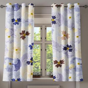 Ambesonne Floral Grommet Curtain, Spring Garden Scene Neutral Colors Delicate Blooming Rose Flowers Print, Decorative 2-Panel Window Drapes for Bedroom Living Room, 50″ x 120″, Slate Brown Cinnamon(Ceil Blue Earth Yellow)