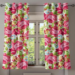 Ambesonne Floral Grommet Curtain, Spring Garden Scene Neutral Colors Delicate Blooming Rose Flowers Print, Decorative 2-Panel Window Drapes for Bedroom Living Room, 50″ x 120″, Slate Brown Cinnamon(Dark Pink Fern Green)