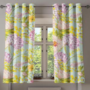 Ambesonne Floral Grommet Curtain, Spring Garden Scene Neutral Colors Delicate Blooming Rose Flowers Print, Decorative 2-Panel Window Drapes for Bedroom Living Room, 50″ x 120″, Slate Brown Cinnamon(Pastel Yellow Pale Peach)