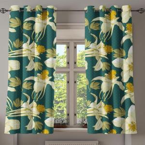 Ambesonne Floral Grommet Curtain, Spring Garden Scene Neutral Colors Delicate Blooming Rose Flowers Print, Decorative 2-Panel Window Drapes for Bedroom Living Room, 50″ x 120″, Slate Brown Cinnamon(Dark Green Earth Yellow)