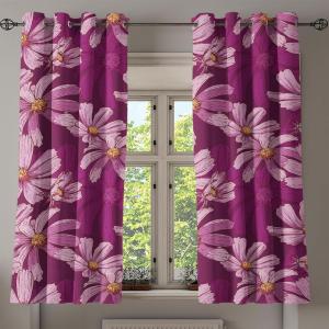 Ambesonne Floral Grommet Curtain, Spring Garden Scene Neutral Colors Delicate Blooming Rose Flowers Print, Decorative 2-Panel Window Drapes for Bedroom Living Room, 50″ x 120″, Slate Brown Cinnamon(Dark Magenta Burgundy)