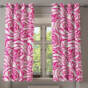 Ambesonne Floral Grommet Curtain, Spring Garden Scene Neutral Colors Delicate Blooming Rose Flowers Print, Decorative 2-Panel Window Drapes for Bedroom Living Room, 50″ x 120″, Slate Brown Cinnamon(Hot Pink White Rose)