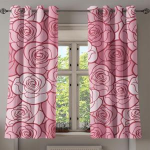 Ambesonne Floral Grommet Curtain, Spring Garden Scene Neutral Colors Delicate Blooming Rose Flowers Print, Decorative 2-Panel Window Drapes for Bedroom Living Room, 50″ x 120″, Slate Brown Cinnamon(Soft Pink Pale Mauve)
