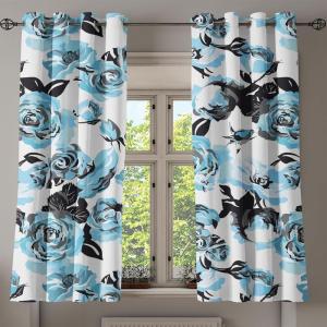Ambesonne Floral Grommet Curtain, Spring Garden Scene Neutral Colors Delicate Blooming Rose Flowers Print, Decorative 2-Panel Window Drapes for Bedroom Living Room, 50″ x 120″, Slate Brown Cinnamon(Deep Sky Blue Dark Grey)