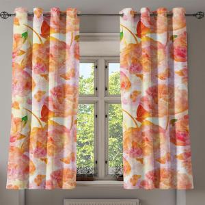 Ambesonne Floral Grommet Curtain, Spring Garden Scene Neutral Colors Delicate Blooming Rose Flowers Print, Decorative 2-Panel Window Drapes for Bedroom Living Room, 50″ x 120″, Slate Brown Cinnamon(Salmon and Fern Green)