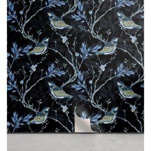 Ambesonne Floral Peel & Stick Wallpaper for Home, Christmas Traditional Flower Poinsettia Arrangement with Pinecones Print, Self-Adhesive Living Room Kitchen Accent, 13″ x 36″, Dark Coral Green Cocoa(Dark Teal Dimgray and Black)
