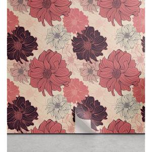 Ambesonne Floral Peel & Stick Wallpaper for Home, Christmas Traditional Flower Poinsettia Arrangement with Pinecones Print, Self-Adhesive Living Room Kitchen Accent, 13″ x 36″, Dark Coral Green Cocoa(Coral Seal Brown Beige)