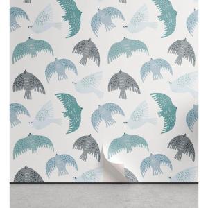 Ambesonne Floral Peel & Stick Wallpaper for Home, Christmas Traditional Flower Poinsettia Arrangement with Pinecones Print, Self-Adhesive Living Room Kitchen Accent, 13″ x 36″, Dark Coral Green Cocoa(Seafoam Coconut and Pale Grey)