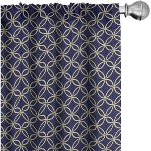 Ambesonne Geometric Window Curtains, Cultures Motif Traditional Teardrop Pattern Vintage Palette, Lightweight Decor 2-Panel Set with Rod Pocket, Pair of – 28″ x 63″, White Orange(Dark Blue)