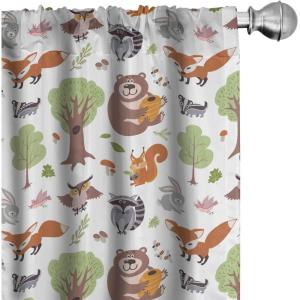 Ambesonne Geometric Window Curtains, Cultures Motif Traditional Teardrop Pattern Vintage Palette, Lightweight Decor 2-Panel Set with Rod Pocket, Pair of – 28″ x 63″, White Orange(Green Brown)