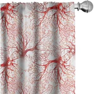 Ambesonne Geometric Window Curtains, Cultures Motif Traditional Teardrop Pattern Vintage Palette, Lightweight Decor 2-Panel Set with Rod Pocket, Pair of – 28″ x 63″, White Orange(Dark Coral)