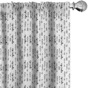 Ambesonne Geometric Window Curtains, Cultures Motif Traditional Teardrop Pattern Vintage Palette, Lightweight Decor 2-Panel Set with Rod Pocket, Pair of – 28″ x 63″, White Orange(White Charcoal)