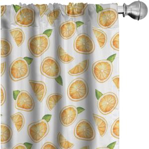 Ambesonne Geometric Window Curtains, Cultures Motif Traditional Teardrop Pattern Vintage Palette, Lightweight Decor 2-Panel Set with Rod Pocket, Pair of – 28″ x 63″, White Orange(Orange Fern)