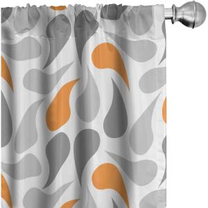 Ambesonne Geometric Window Curtains, Cultures Motif Traditional Teardrop Pattern Vintage Palette, Lightweight Decor 2-Panel Set with Rod Pocket, Pair of – 28″ x 63″, White Orange(White Orange)