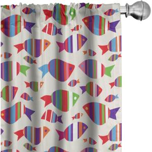 Ambesonne Geometric Window Curtains, Cultures Motif Traditional Teardrop Pattern Vintage Palette, Lightweight Decor 2-Panel Set with Rod Pocket, Pair of – 28″ x 63″, White Orange(Blue Purple)