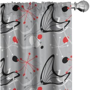 Ambesonne Geometric Window Curtains, Cultures Motif Traditional Teardrop Pattern Vintage Palette, Lightweight Decor 2-Panel Set with Rod Pocket, Pair of – 28″ x 63″, White Orange(Black Grey)
