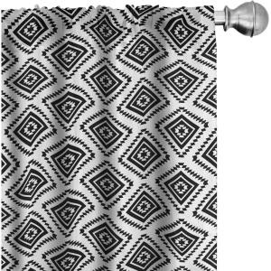 Ambesonne Geometric Window Curtains, Cultures Motif Traditional Teardrop Pattern Vintage Palette, Lightweight Decor 2-Panel Set with Rod Pocket, Pair of – 28″ x 63″, White Orange(White Black)